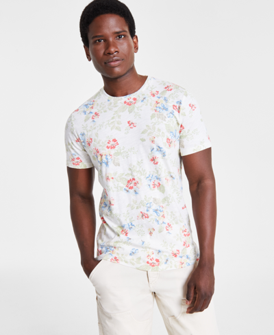 Sun + Stone Men's Garden Floral Graphic Crewneck T-shirt, Created For Macy's In Tofu