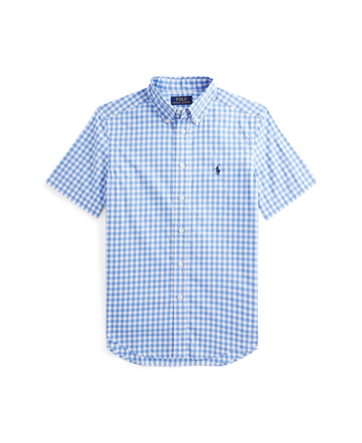Polo Ralph Lauren Kids' Big Boys Gingham Poplin Short Sleeve Shirt In Blue,white
