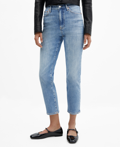 Mango Slim Cropped Jeans Medium Blue