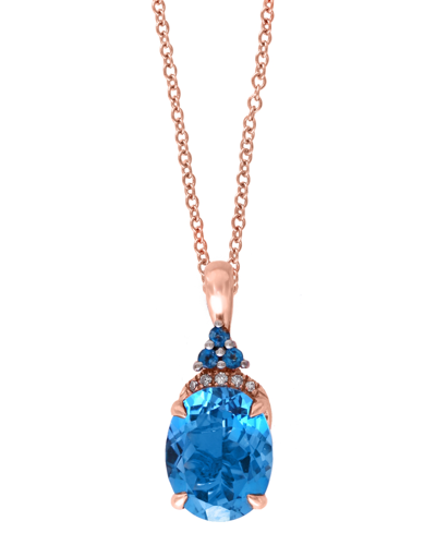Effy Collection Effy London Blue Topaz (3-1/6 Ct. T.w.) & Diamond Accent Oval 18" Pendant Necklace 14k Rose Gold