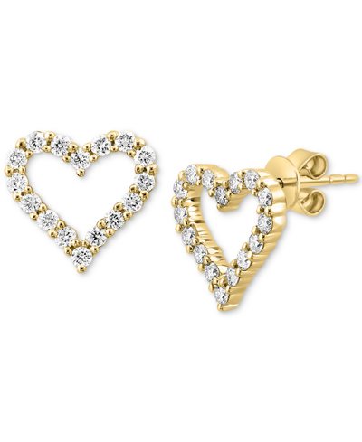 Effy Collection Effy Diamond Open Heart Stud Earrings (1/2 Ct. T.w.) In 14k Gold