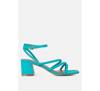 London Rag Right Pose Croc Mid Block Heel Casual Sandals In Blue
