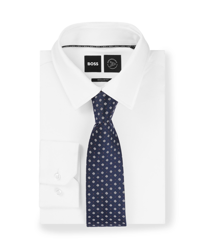 Hugo Boss Boss By  Men's Jacquard Pattern Tie In Dark Blue