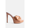 London Rag Pixie Dust High Heel Cross Strapped Stiletto Sandal In Latte