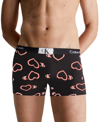 Calvin Klein Cotton Stretch Low-rise Cotton Trunks Pack Of Three In Neon Heart Black