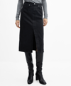 Mango Denim Midi Skirt In Black Denim