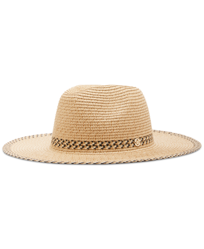 Steve Madden Tri Colored Straw Panama Hat In Tan
