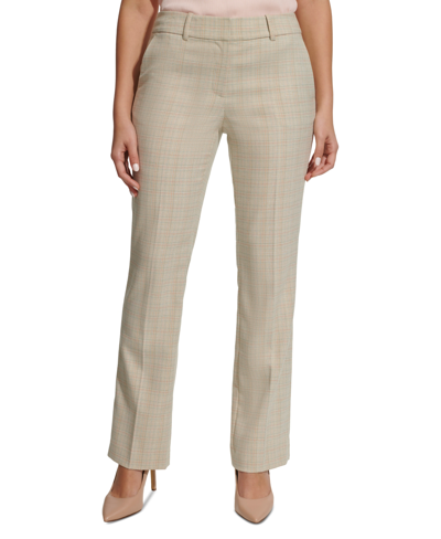 Tommy Hilfiger Women's Check Sutton Bootcut Pants In Khaki Multi