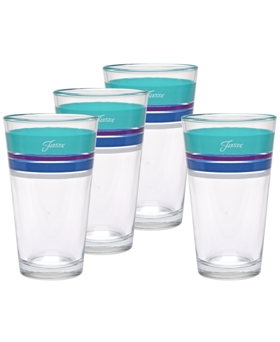 Fiesta Coastal Edgeline 16-ounce Tapered Cooler Glass, Set Of 4 In Multi