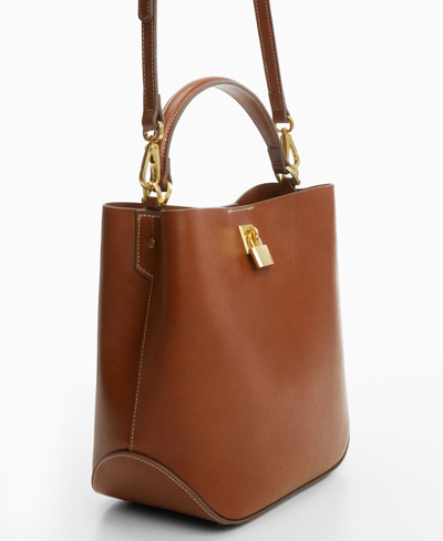 Mango Women's Padlock Detail Shopper Bag In Leather