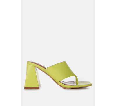 London Rag Muse Me Block Heel Slip On Thong Sandals In Green