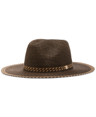 Steve Madden Tri Colored Straw Panama Hat In Brown