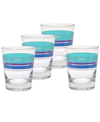 Fiesta Coastal Blues Edgeline 15-ounce Tapered Dof Double Old Fashioned Glass Set Of 4 In Multi