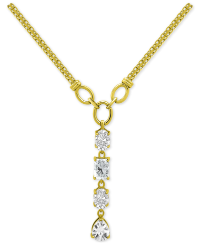 Macy's Cubic Zirconia Multi-cut Linear Lariat Necklace, 16" + 2" Extender In Gold