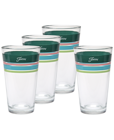 Fiesta Tropical Edgeline 16-ounce Tapered Cooler Glass, Set Of 4 In Multi