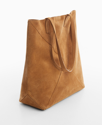 Mango Women's Leather Shopper Bag In Medium Brown