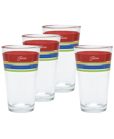 Fiesta Bright Edgeline 16-ounce Tapered Cooler Glass, Set Of 4 In Multi