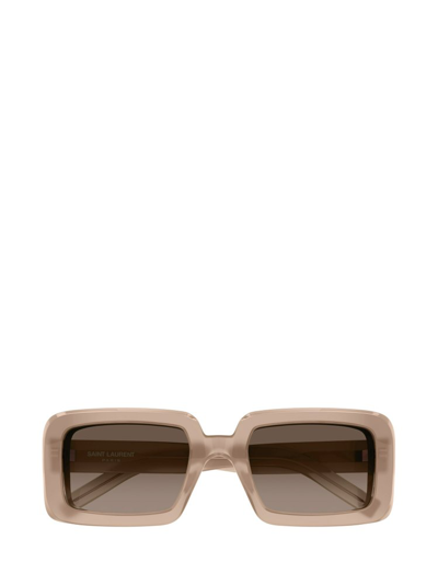 Saint Laurent Eyewear Rectangular Frame Sunglasses In Orange