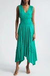 Ramy Brook Livia V-neck Midi Dress In Sea Green