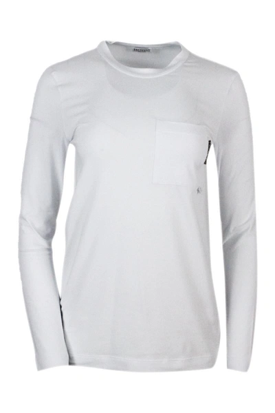 Brunello Cucinelli Long-sleeved Round-neck Stretch Cotton Jersey T-shirt In White