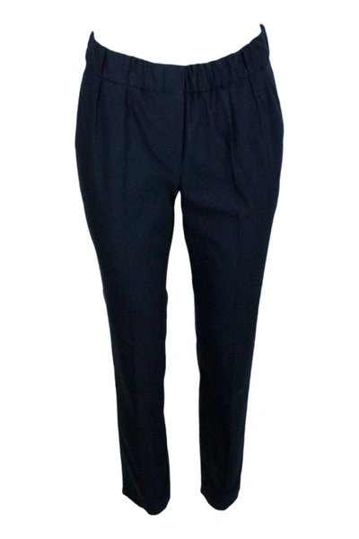 Brunello Cucinelli Stretched Casual Trousers In Blue