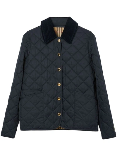 Burberry Quilted Short Jacket In Blue