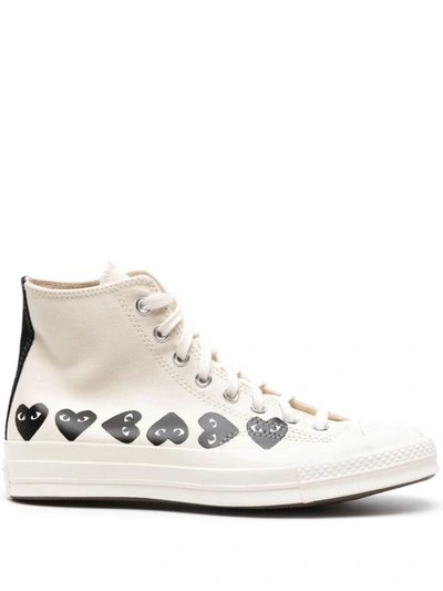 Comme Des Garçons Play Sneakers With Hearts In White