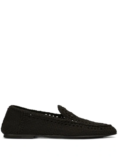 Dolce & Gabbana Crochet Loafers In Nero