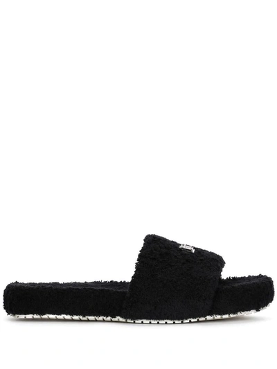 Dolce & Gabbana Slide Sandals With Logo Plaque In Black