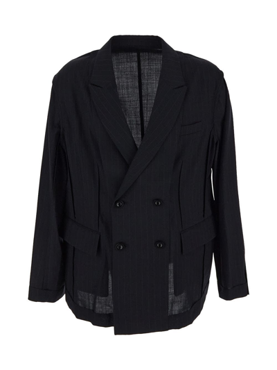 Sacai Double Breasted Jacket In Black