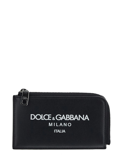 Dolce & Gabbana Leather Card Case In Black