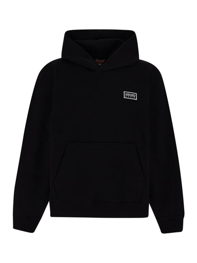 Kenzo Oversize Hooded Paris Sweatshirt Black Mens In Noir