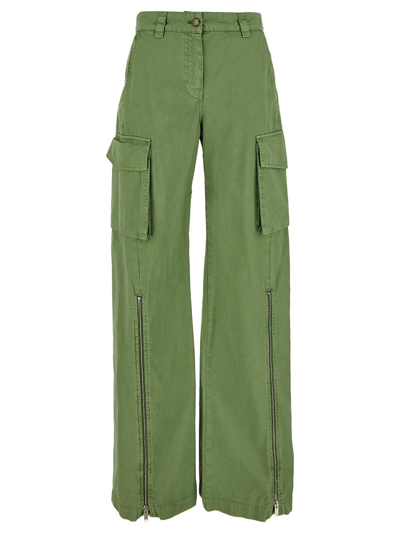 Stella Mccartney Organic Cotton Cargo Trousers In Military Green