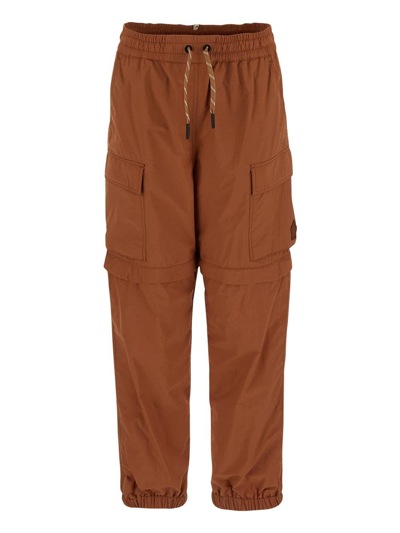 Moncler Logo Trouser In Brown