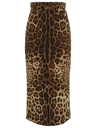 Dolce & Gabbana Wool Skirt In Brown