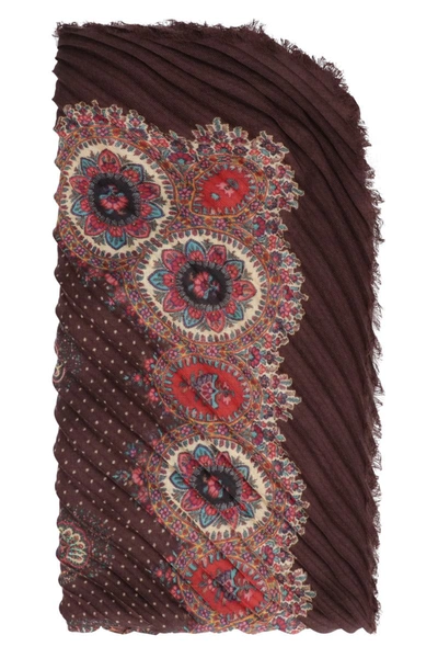 Etro Wool Jacquard Scarf In Brown