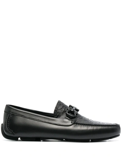 Ferragamo Leather Loafers In Black