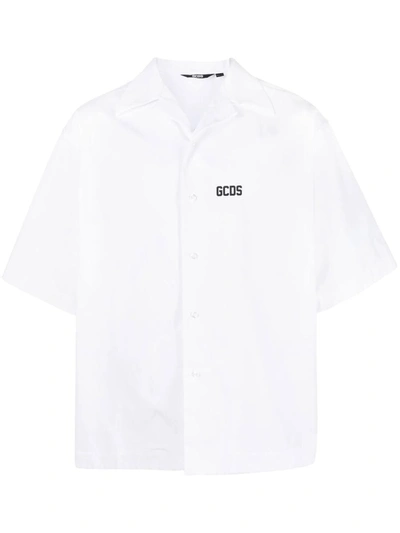 Gcds Logo-print Bowling Shirt In White