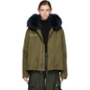 MR & MRS ITALY Green & Navy Fur Collar Mini Parka