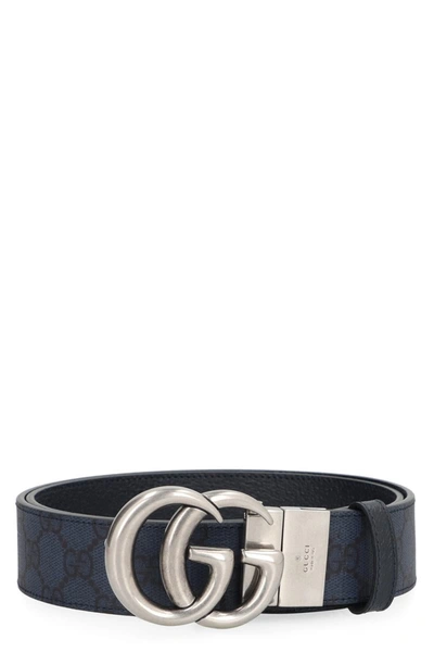 Gucci Gg Marmont Reversible Belt In Blue