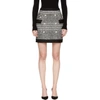 Balmain Jersey-trimmed Button-embellished Tweed Mini Skirt In C5136 Black/natural