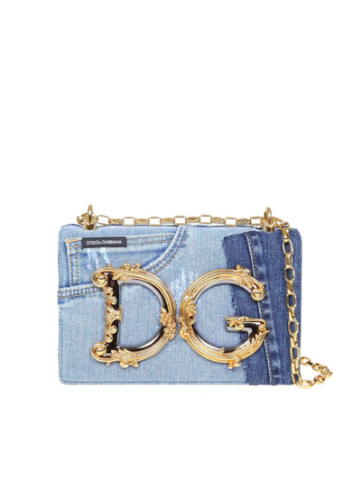 Dolce & Gabbana Dg Girls Patchwork-design Denim Bag In Azul