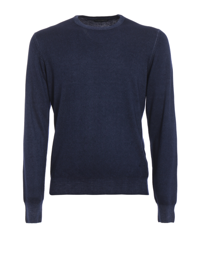 Paolo Fiorillo Soft Cashmere Crew Neck Sweater In Azul Oscuro