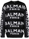 Balmain Printed Sweater In Black
