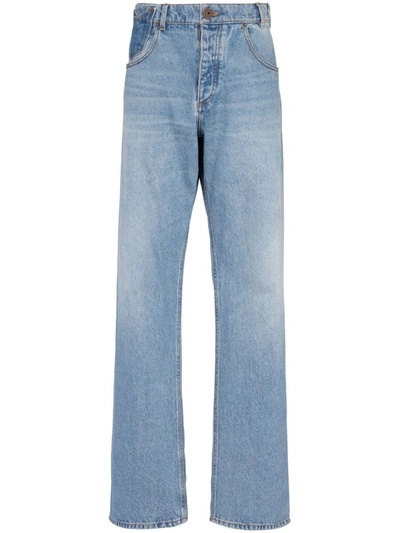 Balmain Wide-leg-jeans Mit Kontrasttasche In Blue