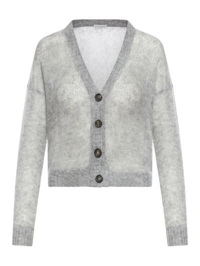 Brunello Cucinelli Cardigan Sweater In Medium Grey
