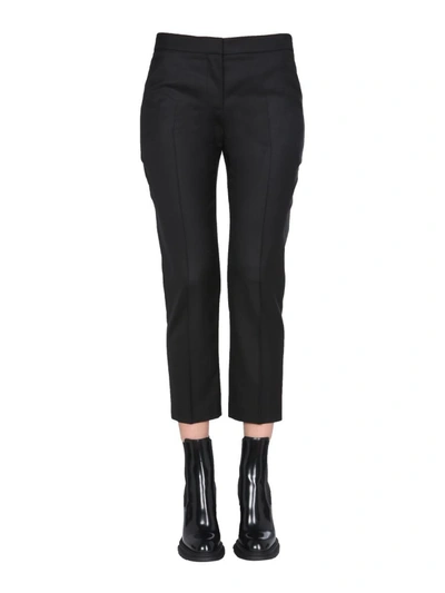 Alexander Mcqueen Leaf Crepe Cigarette Trousers In Black