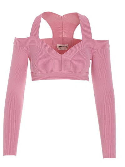 Alexander Mcqueen Cut-out Cropped Top In Pink