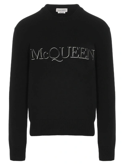 Alexander Mcqueen Jumper With Embroidered Logo In Black