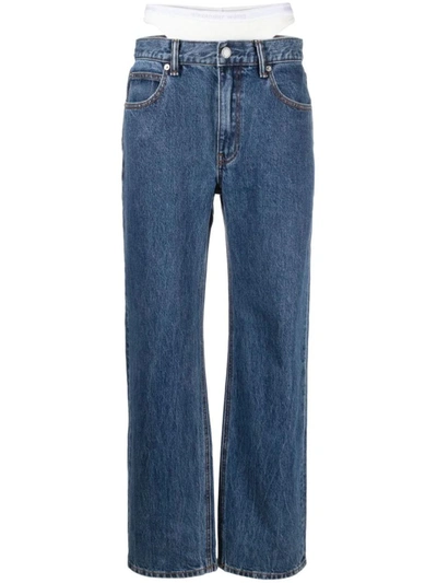 Alexander Wang Straight Layered Jeans In Blue